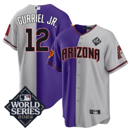Lourdes Gurriel Jr 12 Arizona Diamondbacks Phoenix Suns 2023 World Series Stitched Baseball Jersey - Grey/Purple