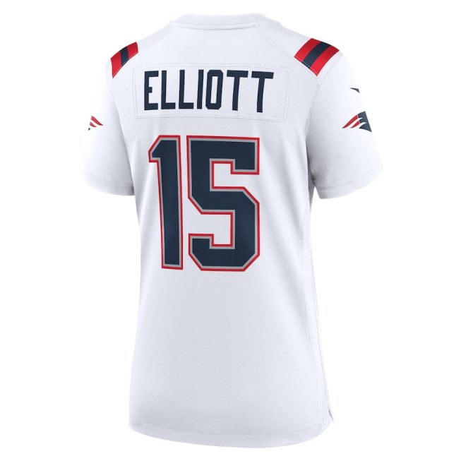 Ezekiel Elliott 15 New England Patriots Women Game Jersey - White - Image 3