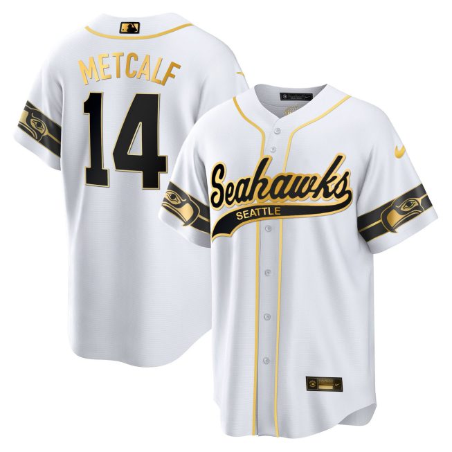 DK Metcalf 14 Seattle Seahawks Throwback Men Jersey - White Gold