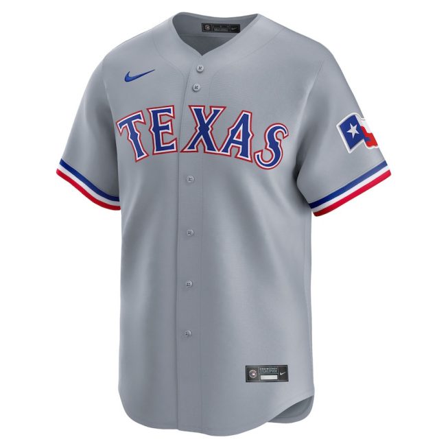 Texas Rangers Away Limited Custom Men Jersey - Gray - Image 2