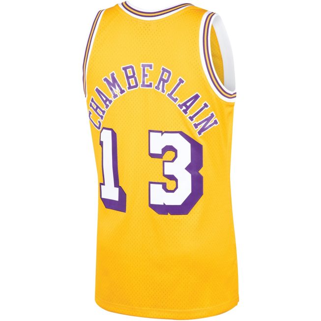 Wilt Chamberlain Los Angeles Lakers Mitchell & Ness 1971/72 Hardwood Classics Swingman Jersey - Gold - Image 3