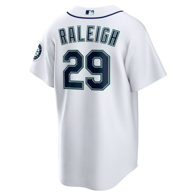 Cal Raleigh 29 Seattle Mariners Home Men Jersey - White - Image 3