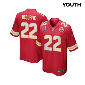 Trent McDuffie 22 Kansas City Chiefs Super Bowl LVIII Patch Game YOUTH Jersey - Red