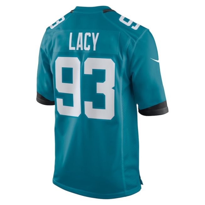 Tyler Lacy 93 Jacksonville Jaguars Men Team Game Jersey - Teal - Image 3