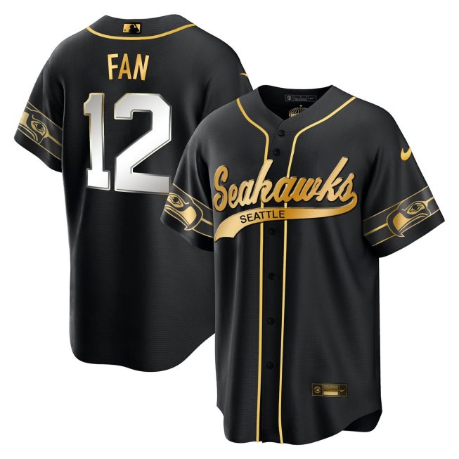 12th Fan Seattle Seahawks Throwback Men Jersey - Black Limited