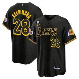 Rui Hachimura 28 Los Angeles Lakers Baseball Men Jersey - Black Mamba