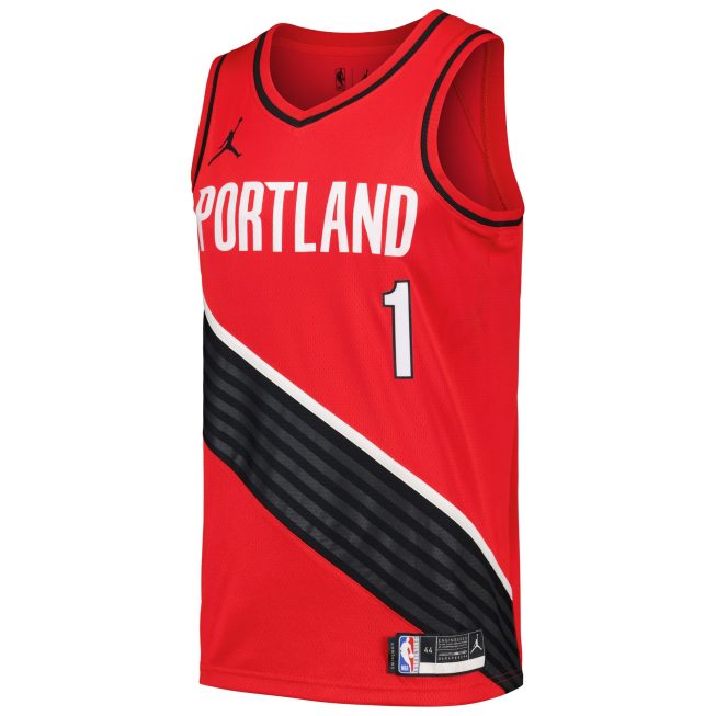 Anfernee Simons Portland Trail Blazers Jordan Brand Swingman Player Jersey - Statement Edition - Red - Image 2
