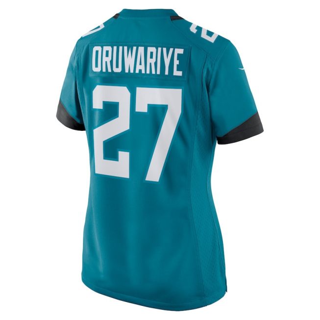 Amani Oruwariye 27 Jacksonville Jaguars Women Game Jersey - Teal - Image 3