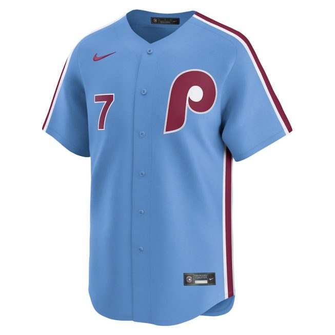 Trea Turner 7 Philadelphia Phillies Alternate Limited Men Jersey - Light Blue - Image 2