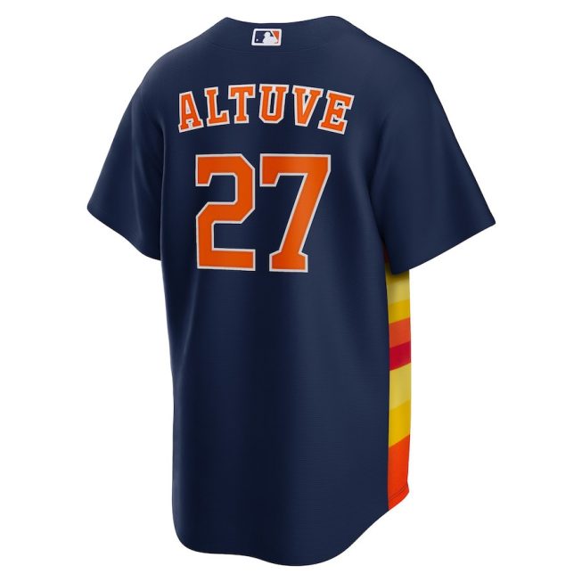 Jose Altuve 27 Houston Astros Alternate Men Jersey - Navy - Image 3