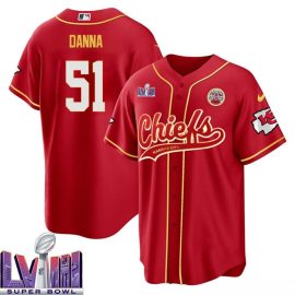 Mike Danna 51 Kansas City Chiefs Super Bowl LVIII Baseball Men Jersey - Red