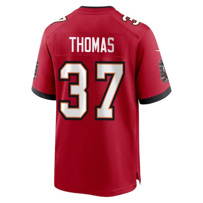 Tavierre Thomas 37 Tampa Bay Buccaneers Super Bowl LIX New Orleans Patch Game Men Jersey - Red - Image 2