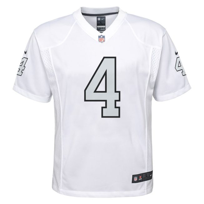 Derek Carr 4 Las Vegas Raiders YOUTH Color Rush Game Jersey - White - Image 2