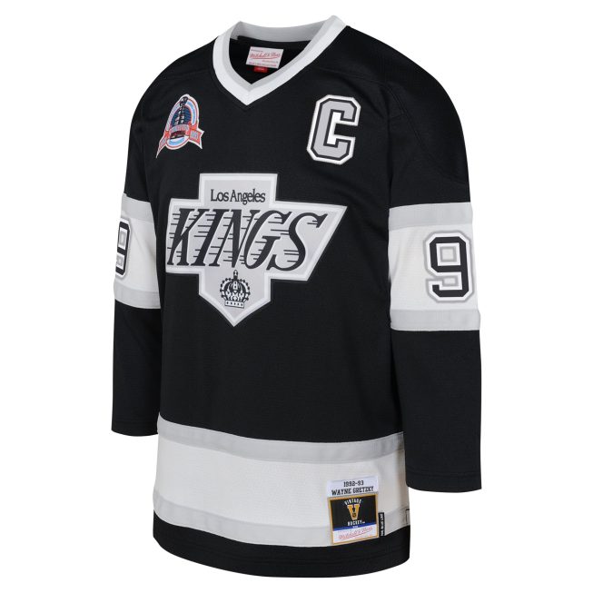 Wayne Gretzky Los Angeles Kings Mitchell & Ness Youth 1992 Blue Line Player Jersey - Black - Image 2