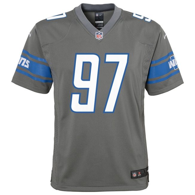 Aidan Hutchinson 97 Detroit Lions YOUTH Game Jersey - Steel - Image 2