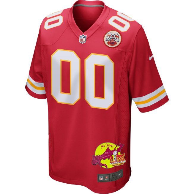 Kansas City Chiefs Super Bowl LIX New Orleans Patch Game Men Custom Jersey - Red - Image 3