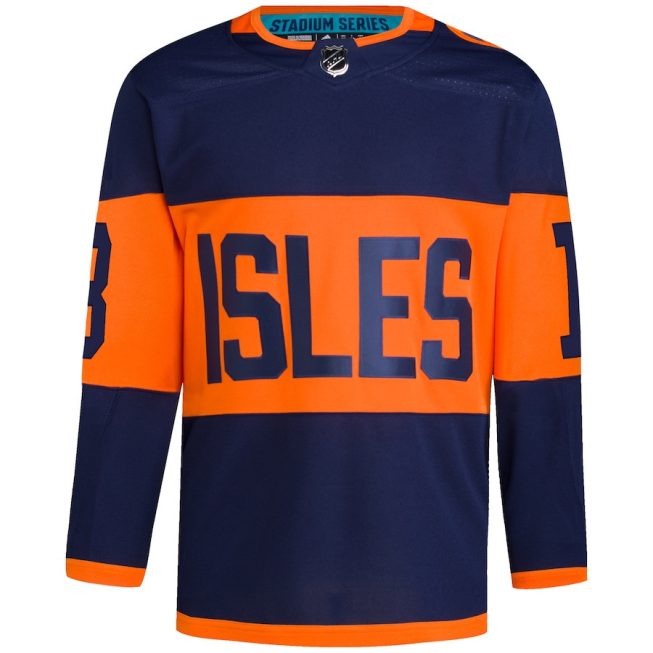 Mathew Barzal 13 New York Islanders 2024 Stadium Series Primegreen Men Jersey - Navy - Image 2