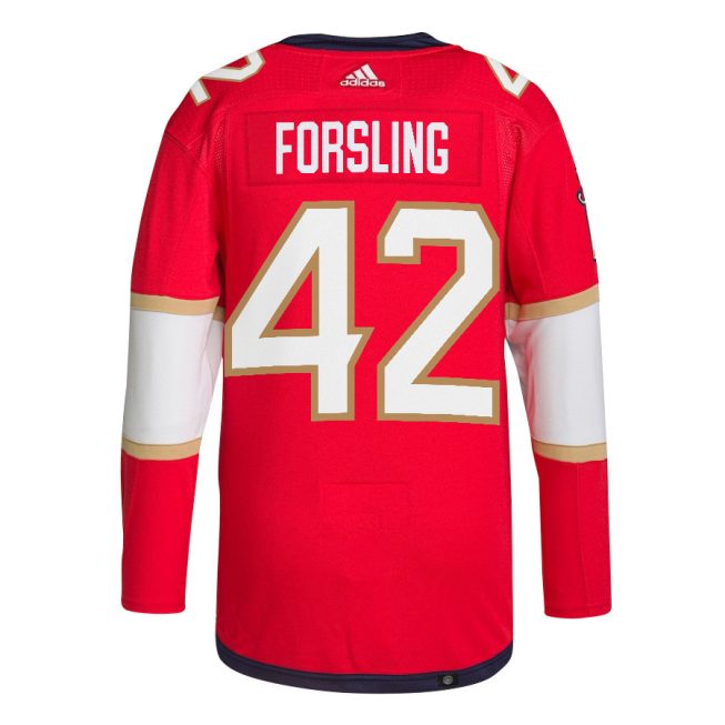 Gustav Forsling 42 Florida Panthers 2024 STANLEY CUP Final Home Breakaway Jersey - Men, Red - Image 3
