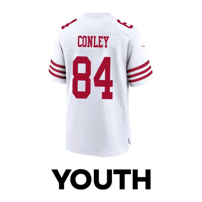 Chris Conley 84 San Francisco 49ers Super Bowl LVIII Patch Game YOUTH Jersey - White - Image 3