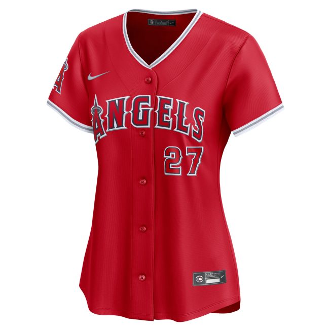 Mike Trout Los Angeles Angels Women's Alternate Limited Player Jersey - Red - Image 2