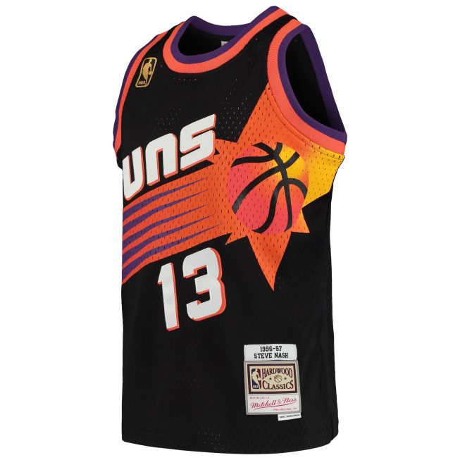 Steve Nash Phoenix Suns Mitchell & Ness Youth 1996-97 Hardwood Classics Swingman Throwback Jersey - Black - Image 2