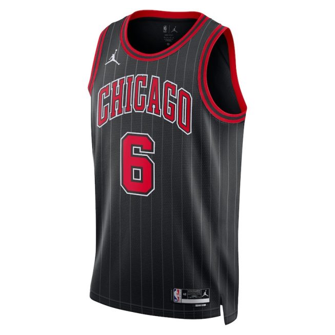 Alex Caruso 6 Chicago Bulls Unisex Swingman Jersey - Statement Edition - Black - Image 2