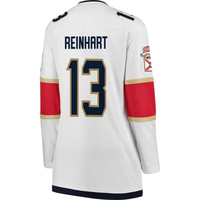 Sam Reinhart 13 Florida Panthers 2024 STANLEY CUP Final Women's Away Breakaway Jersey - White - Image 3