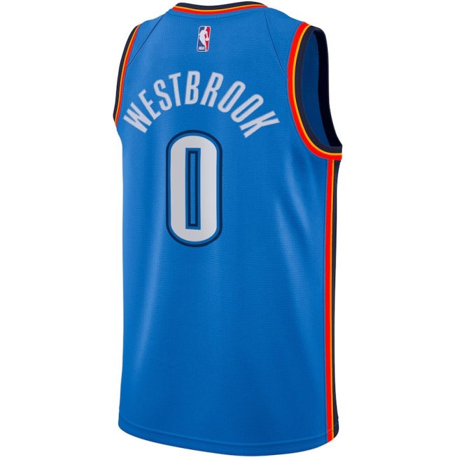 Russell Westbrook 0 Oklahoma City Thunder Swingman Men Jersey - Icon Edition - Blue - Image 3