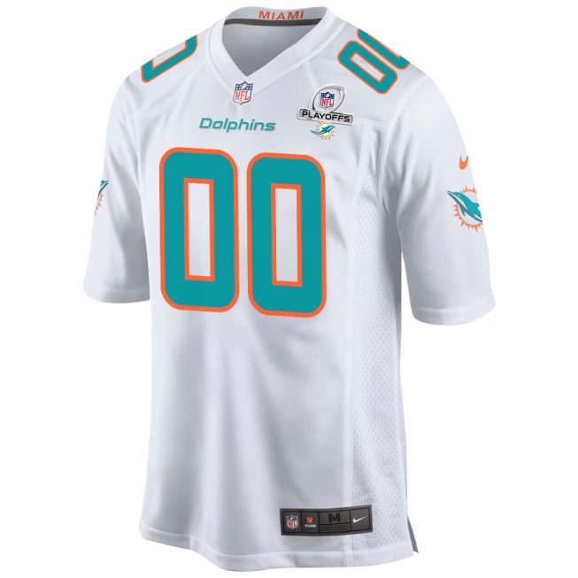 Miami Dolphins 2023 Playoffs Patch Game Men Custom Jersey - White - Image 3