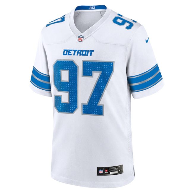 Aidan Hutchinson 97 Detroit Lions Game Jersey - Men, White - Image 2