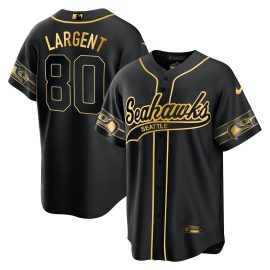 Steve Largent 80 Seattle Seahawks Throwback Men Jersey - Black Gold