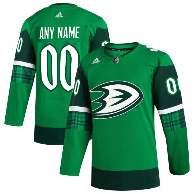 Anaheim Ducks St. Patrick's Day Authentic Custom Jersey - Kelly Green