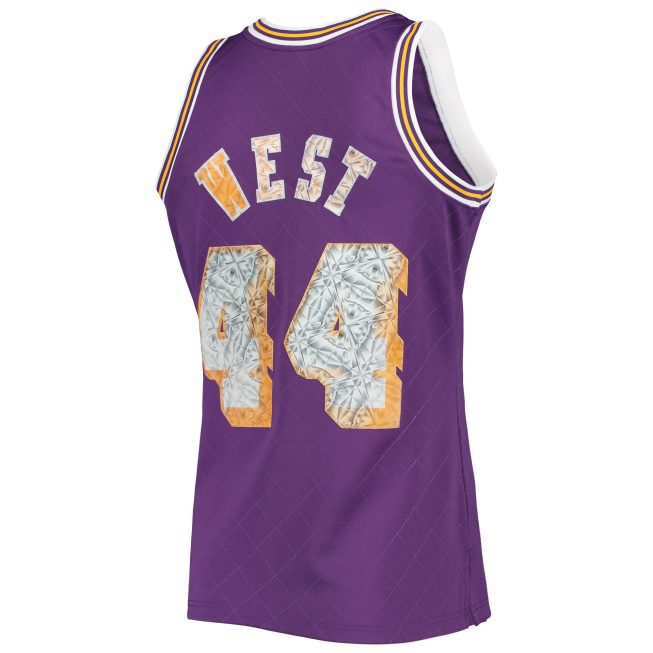 Jerry West Los Angeles Lakers Mitchell & Ness 1971/72 Hardwood Classics 75th Anniversary Diamond Swingman Jersey - Purple - Image 3
