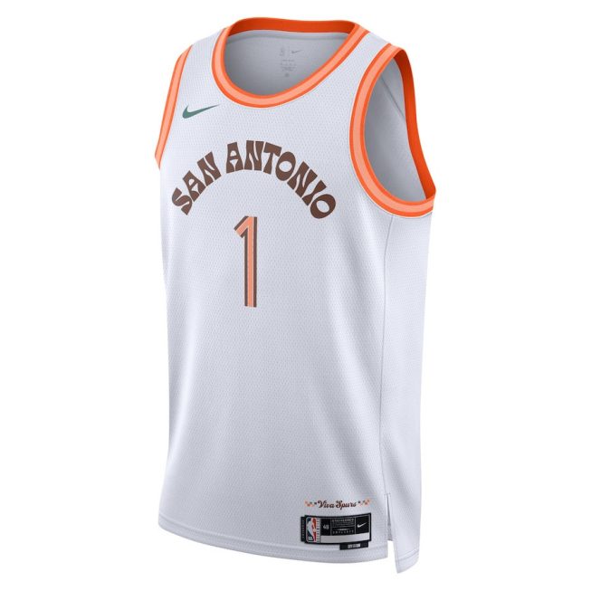 Victor Wembanyama 1 San Antonio Spurs 2023/24 City Edition Swingman Jersey - White - Image 2