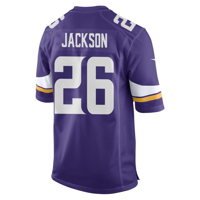 Theo Jackson 26 Minnesota Vikings Super Bowl LIX New Orleans Patch Game Men Jersey - Purple - Image 2
