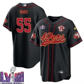 Bill Maas 55 Kansas City Chiefs Super Bowl LVIII Baseball Men Jersey - Black