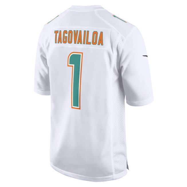 Tua Tagovailoa 1 Miami Dolphins Fashion Game Men Jersey - White - Image 3