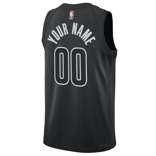 Brooklyn Nets Jordan Brand Unisex 2022/23 Swingman Custom Jersey - Statement Edition - Black - Image 3