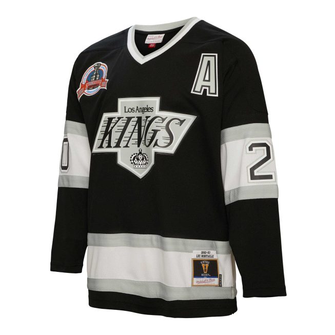 Luc Robitaille Los Angeles Kings Mitchell & Ness Alternate Captain Patch 1992/93 Blue Line Player Jersey - Black - Image 2