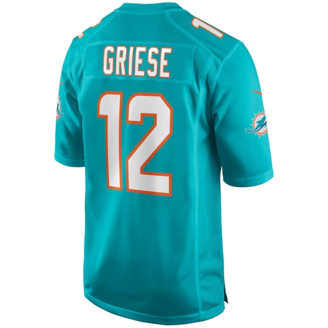 Bob Griese 12 Miami Dolphins Men Game Retired Jersey - Aqua - Image 3
