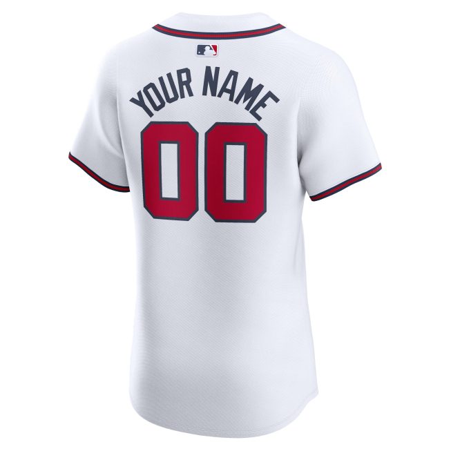 Atlanta Braves Home Elite Custom Jersey - White - Image 3