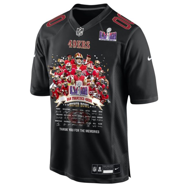 San Francisco 49ers Super Bowl LVIII Thanks For Memories Fashion Game Custom Men Jersey - Carbon Black - Image 2