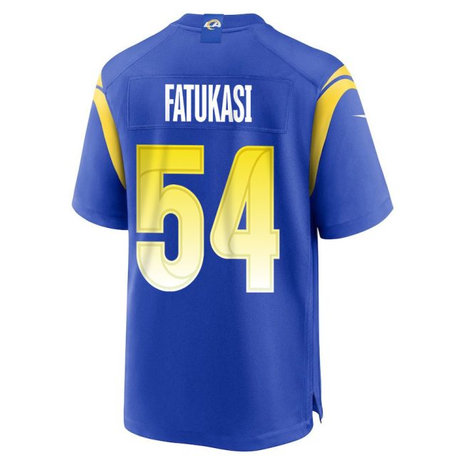 Olakunle Fatukasi 54 Los Angeles Rams 2023 Playoffs Patch Game Men Jersey - Royal - Image 3