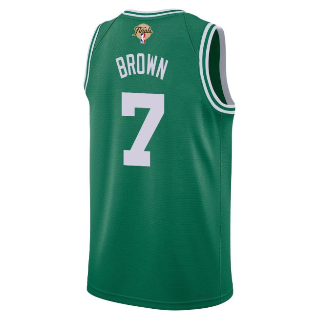 Jaylen Brown 7 Boston Celtics 2024 FINALS PATCH Icon Edition Jersey - Kelly Green - Image 3