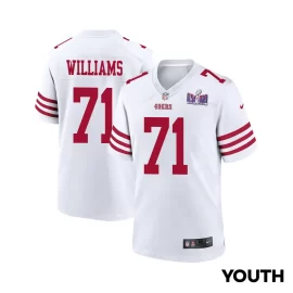 Trent Williams 71 San Francisco 49ers Super Bowl LVIII Patch Game YOUTH Jersey - White