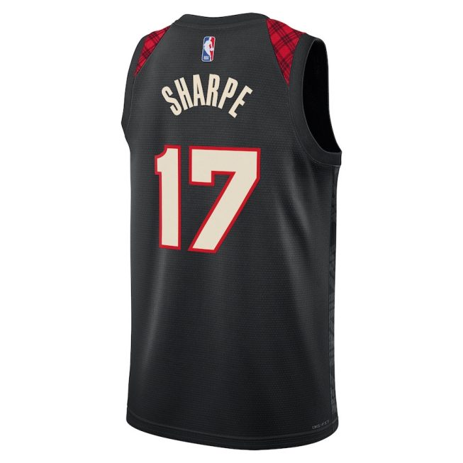 Shaedon Sharpe 17 Portland Trail Blazers 2023/24 City Edition Swingman Jersey - Black - Image 3