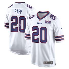Taylor Rapp 20 Signed Buffalo Bills Super Bowl LVIII Game Men Jersey - White