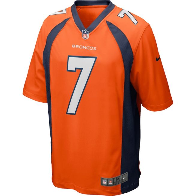 John Elway 7 Denver Broncos Men Game Retired Jersey - Orange - Image 2