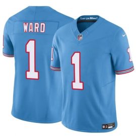Tennessee Titans 1 Cameron Ward Blue 2025 Draft F U S E Throwback Vapor Limited Stitched Jersey
